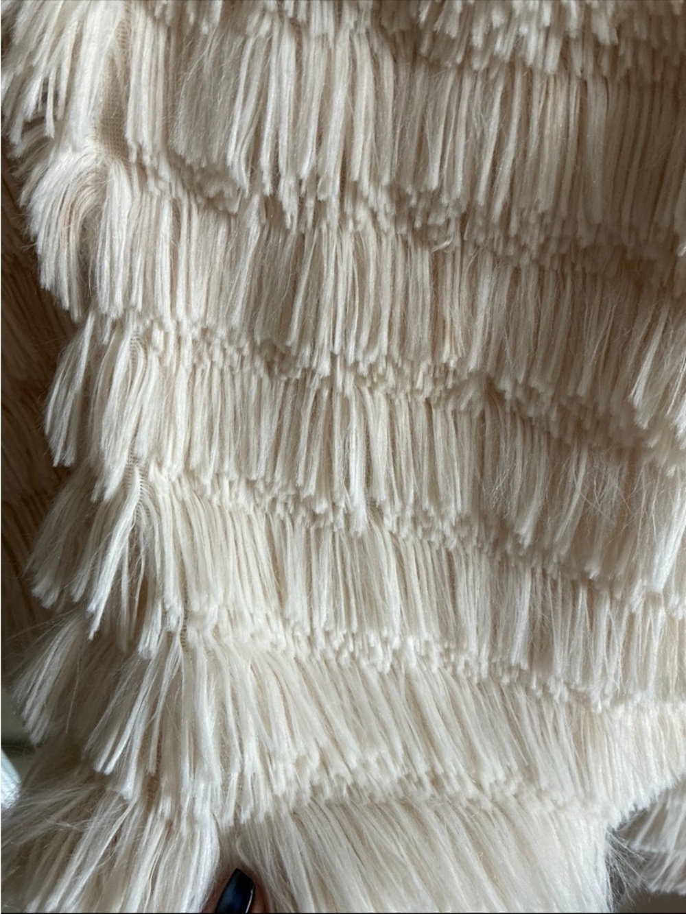 She + Sky Cream Fringe Teddy Jacket - Picture 3 of 6
